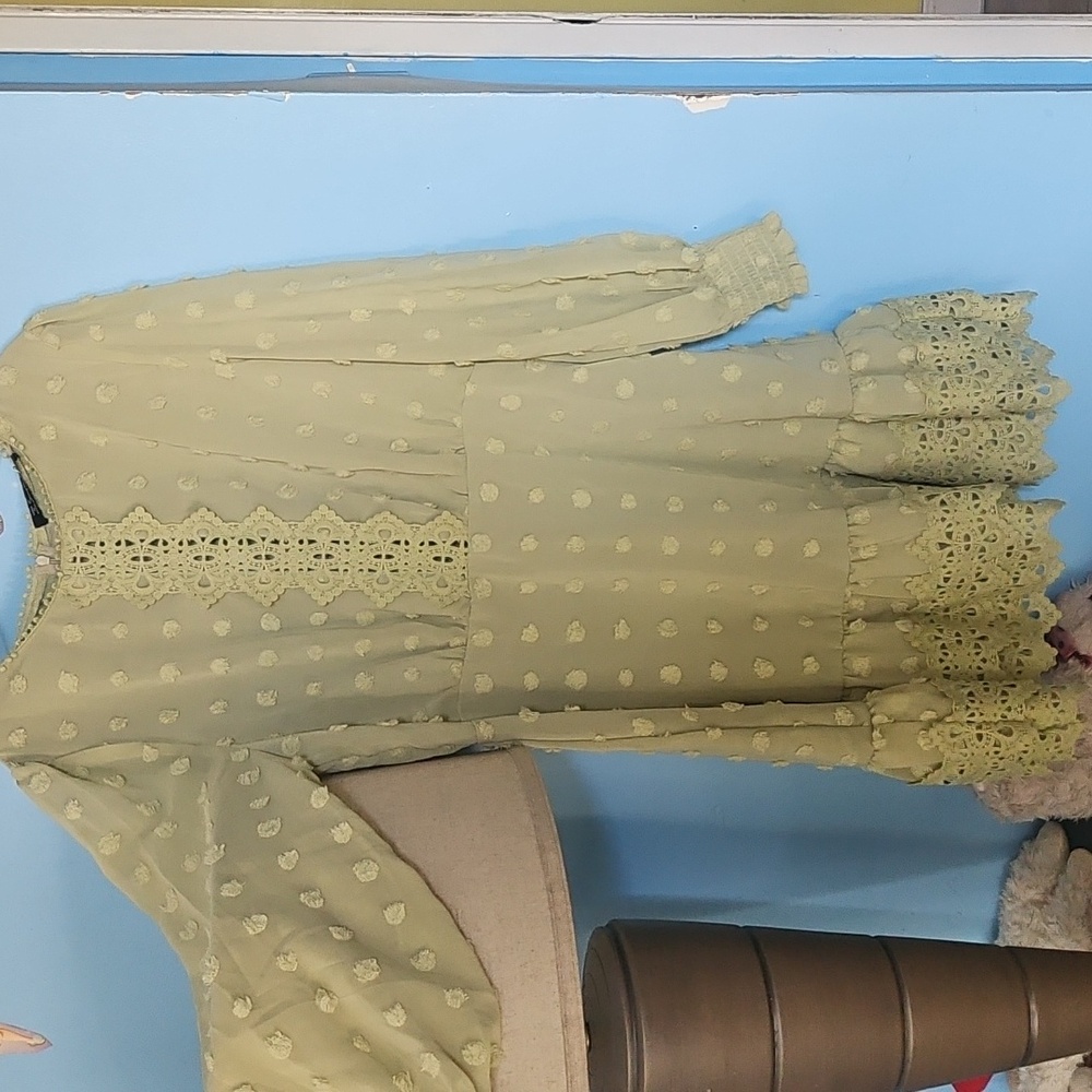 Simplee Olive Lace Accent Dress